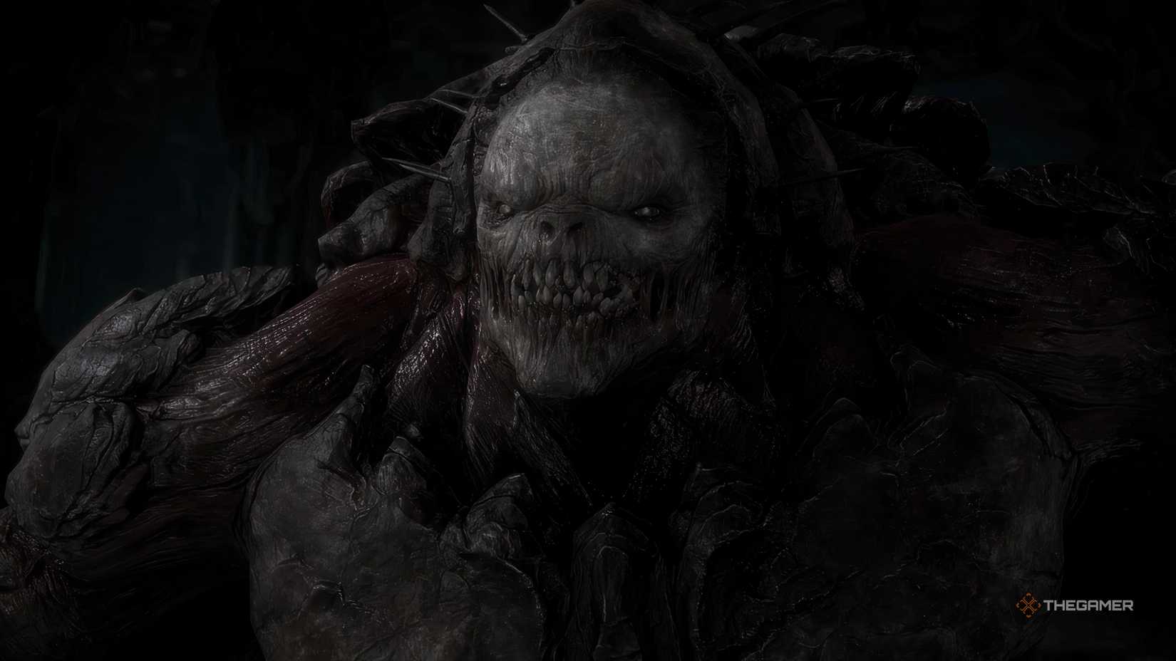 A Berserker staring into the camera in Gears of War: Reloaded.