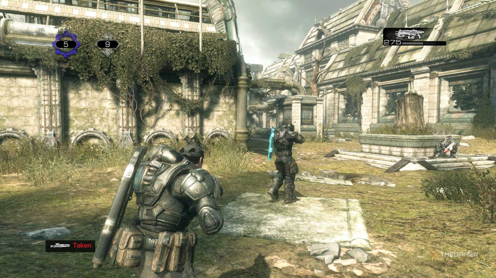 Entering a multiplayer match as Marcus Fenix in Gears of War: Reloaded.