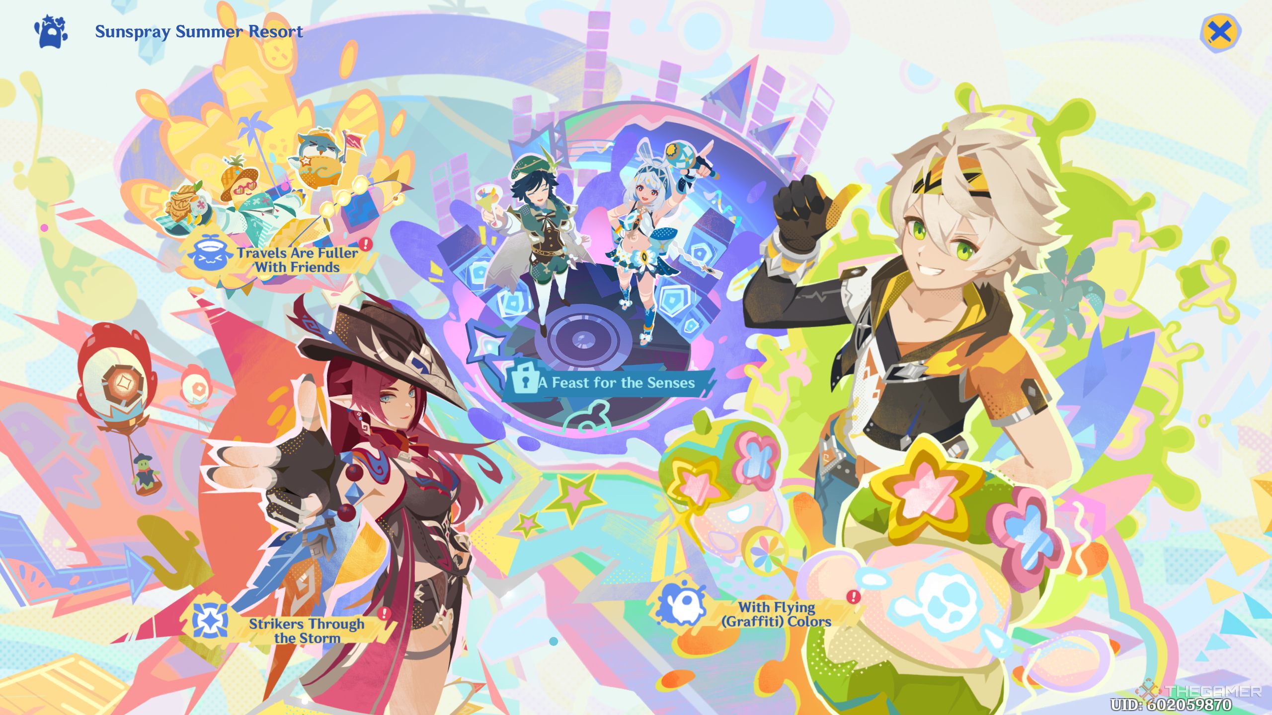 The main screen for the Sunspray Event in Genshin Impact.
