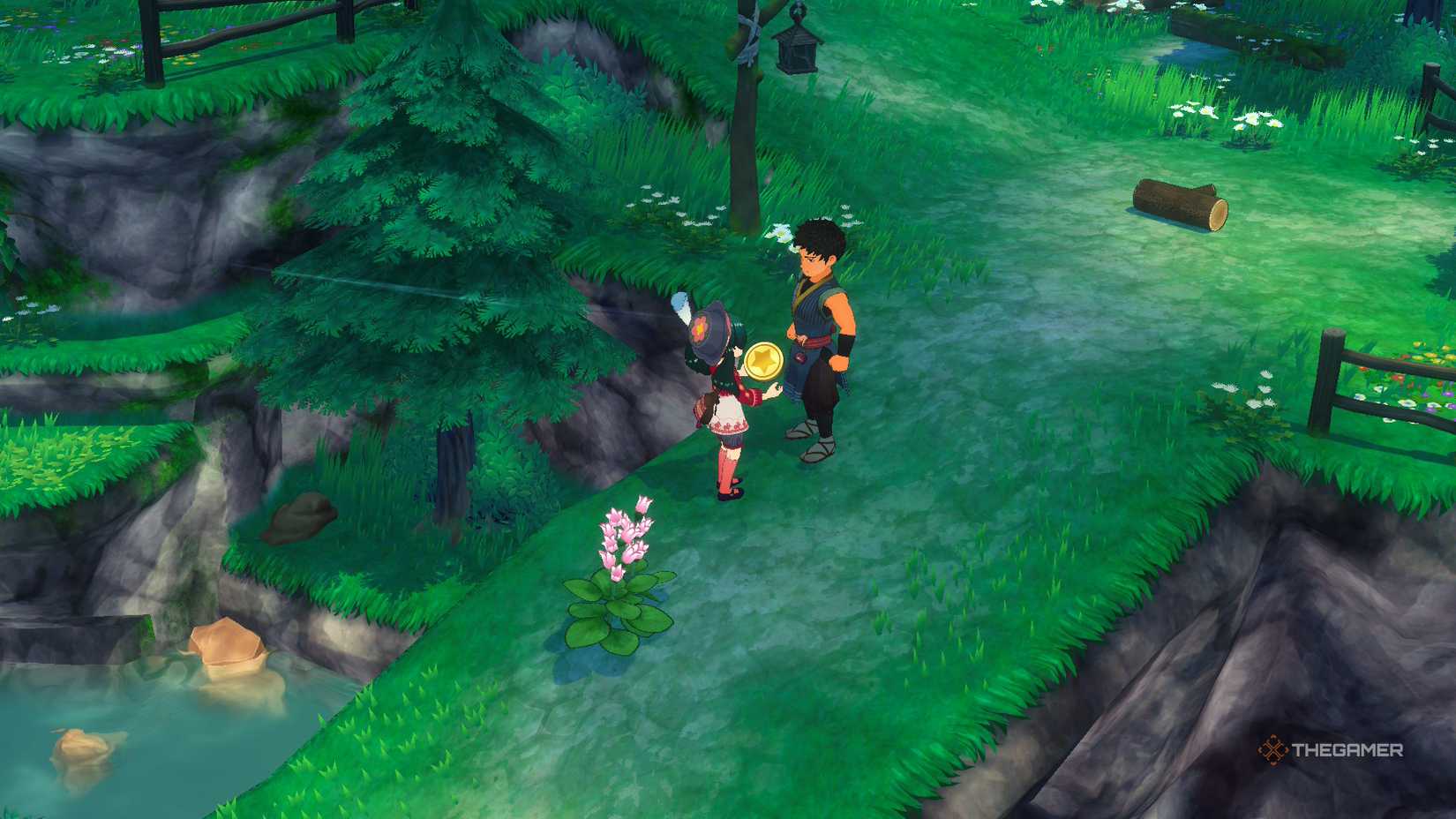 Giving a gift to Arata in Story of Seasons Grand Bazaar.