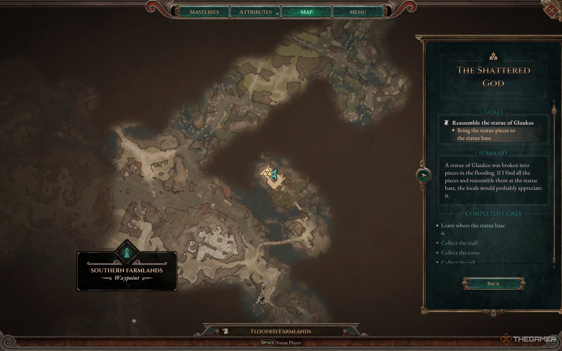Glaukos statue base location in Titan Quest 2 in the Shattered God quest.