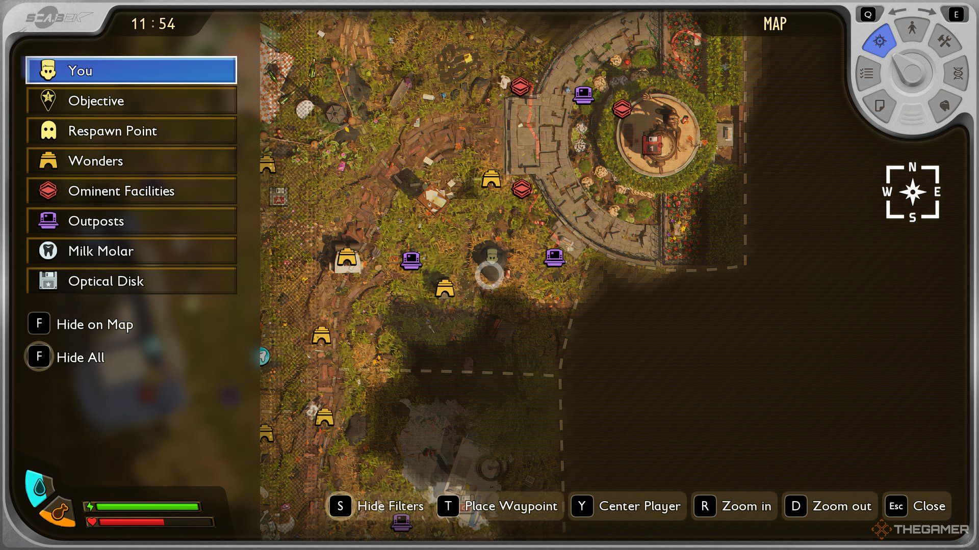 The Ceremony Bees position selected in the map of Grounded 2. 