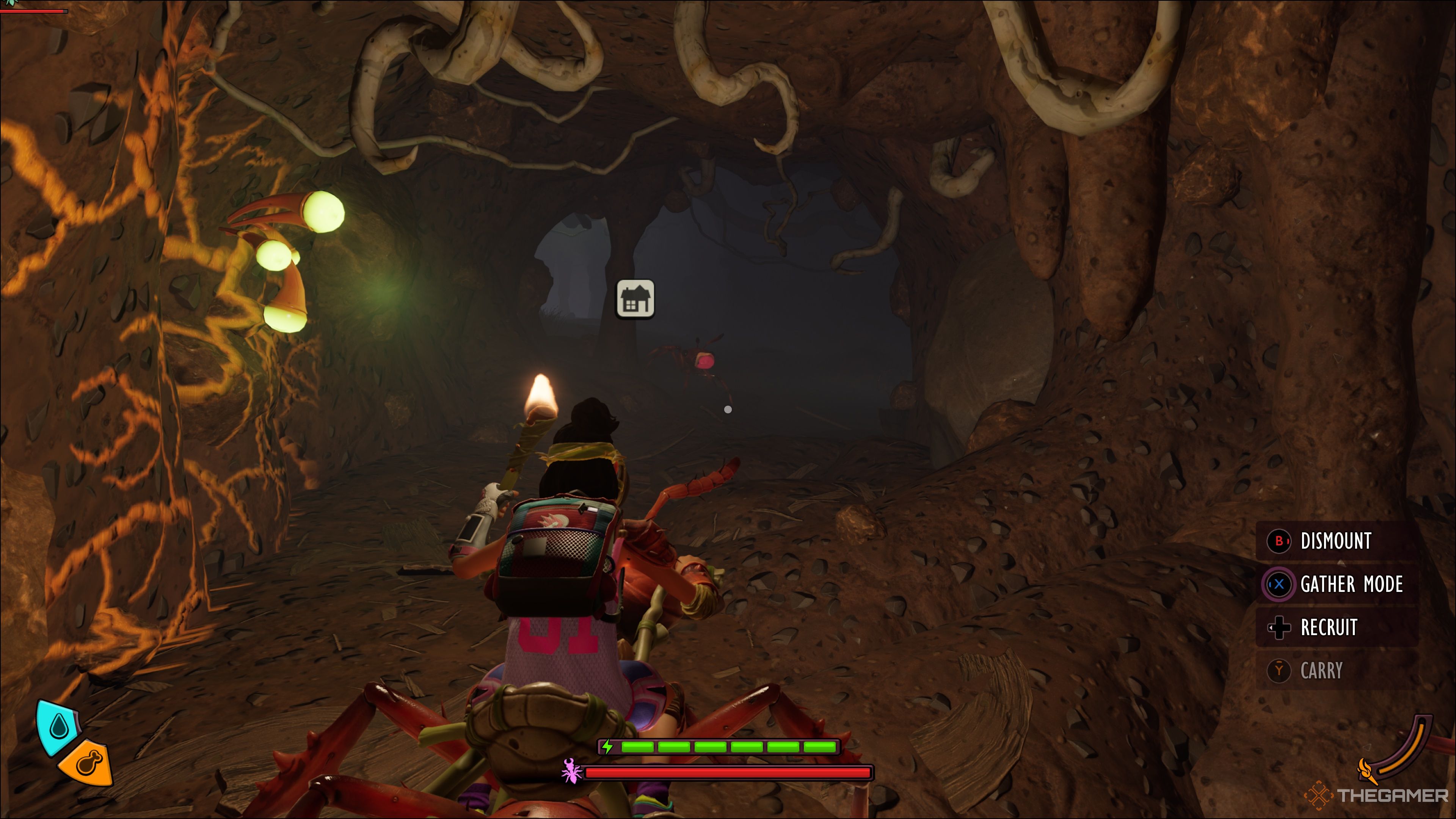 The teens navigate the Toxic Anthill Tunnels in Grounded 2.