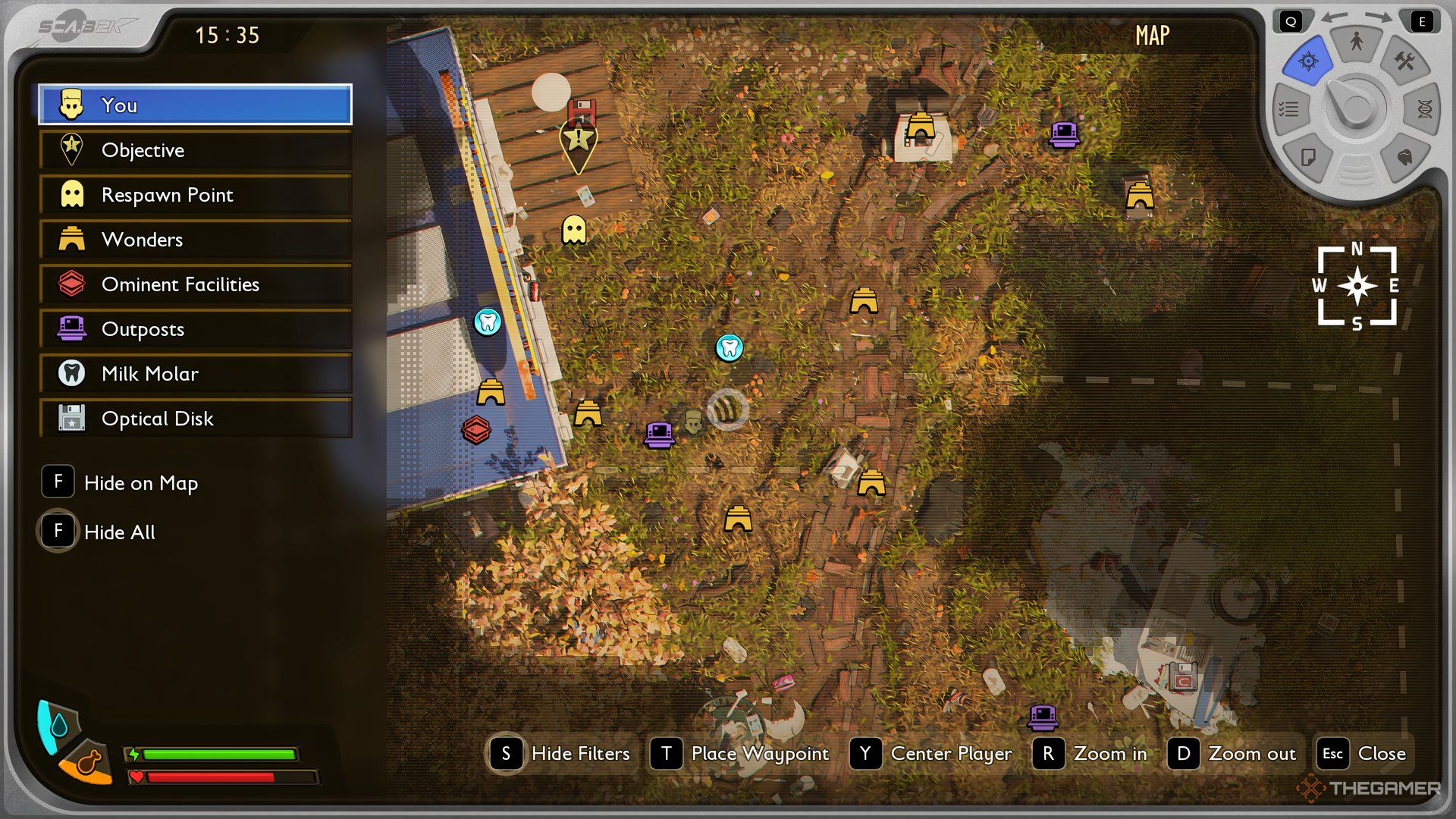 The map of Grounded 2 showing a location where Garden Snails roam around. 