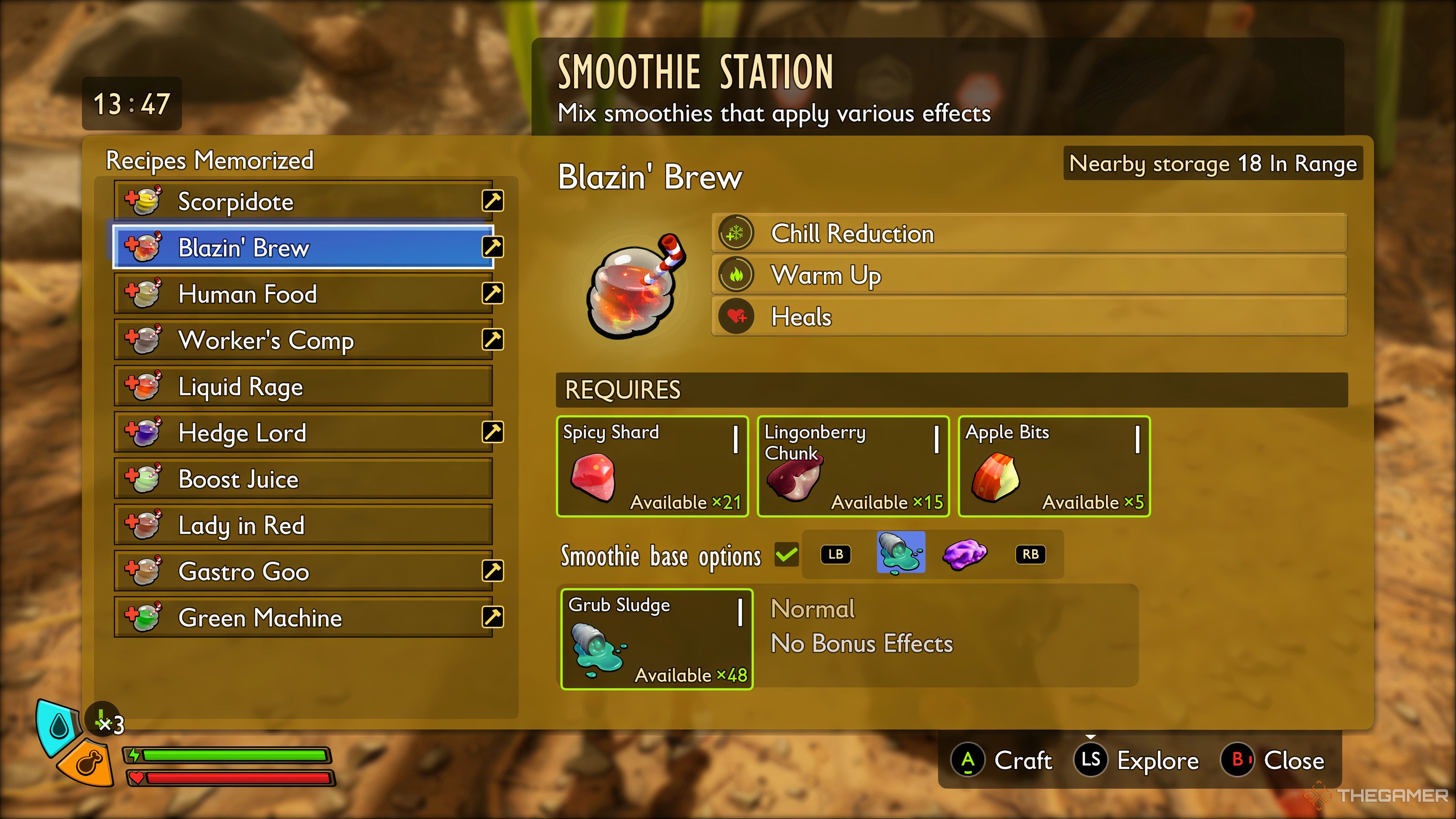 The Blazin Brew Smoothie recipe in Grounded 2.