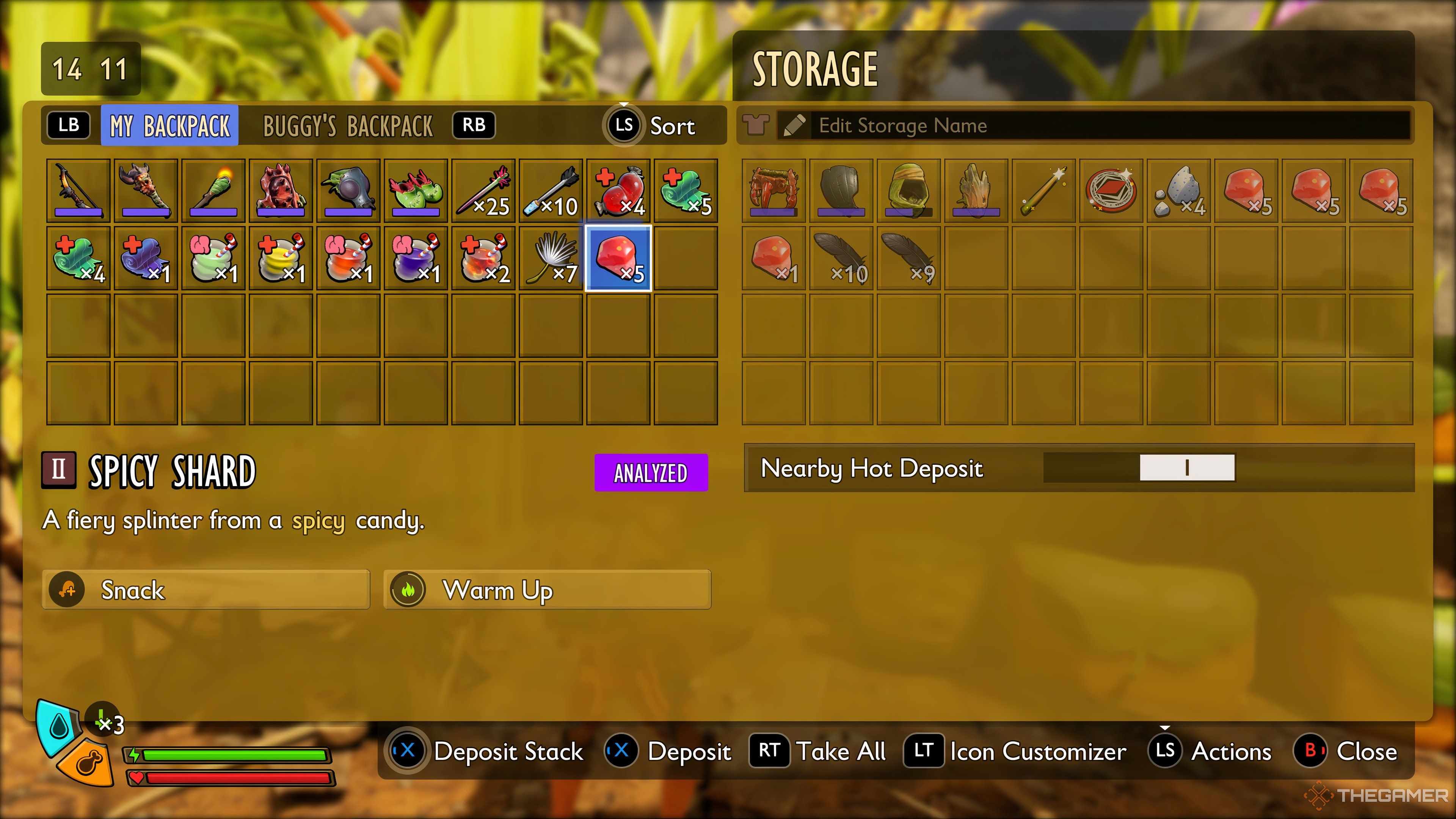 Spicy Shards in the inventory screen of Grounded 2.