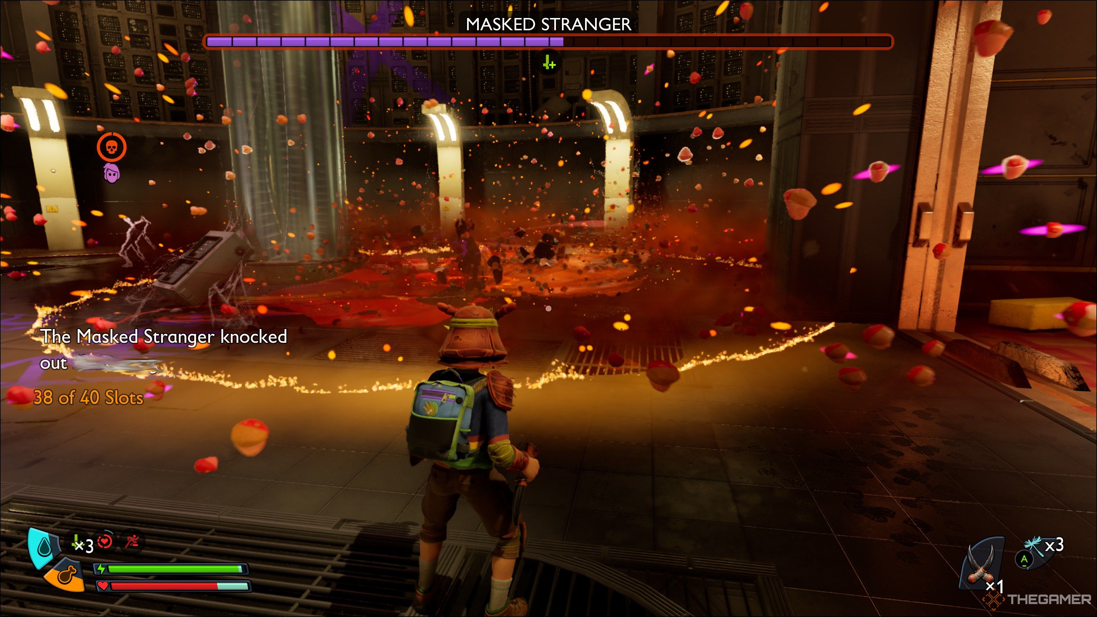 The Masked Stranger Boss Ground Attack knockout in Grounded 2.