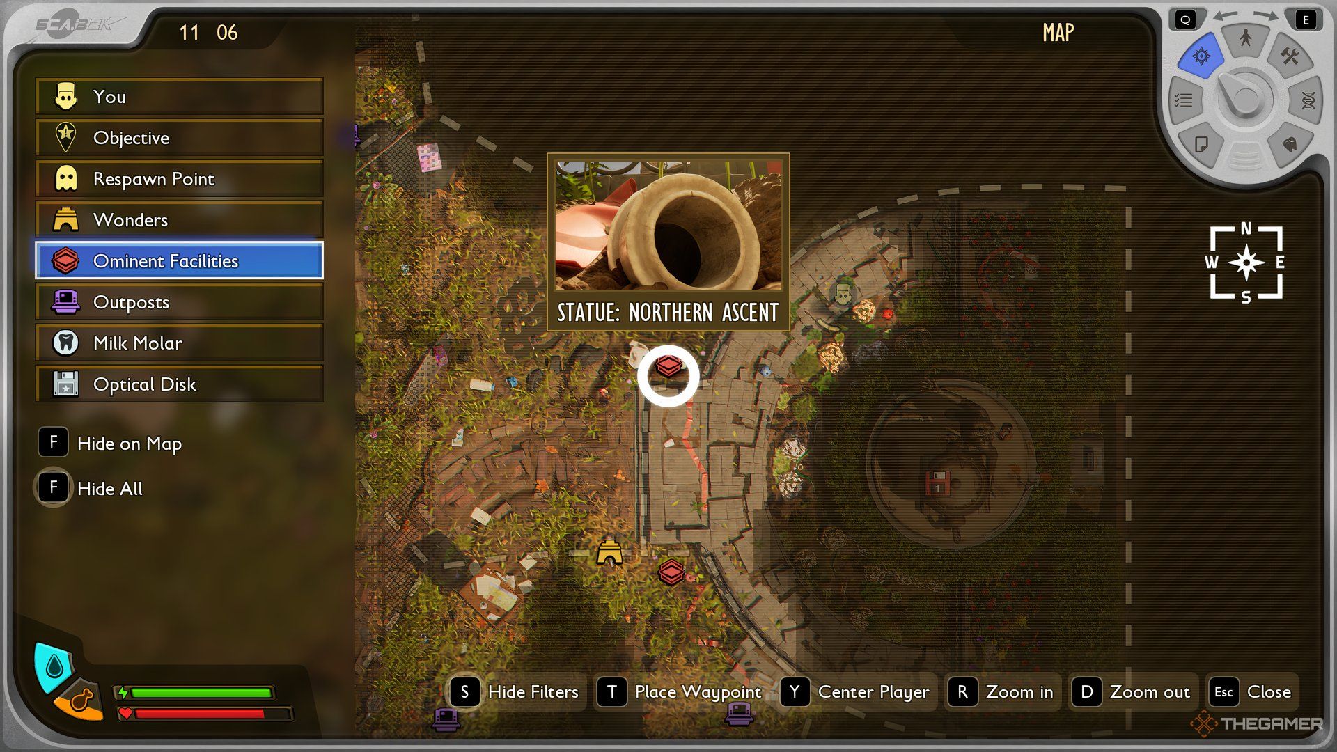 The Northern Ascent POI highlighted in the map of Grounded 2. 
