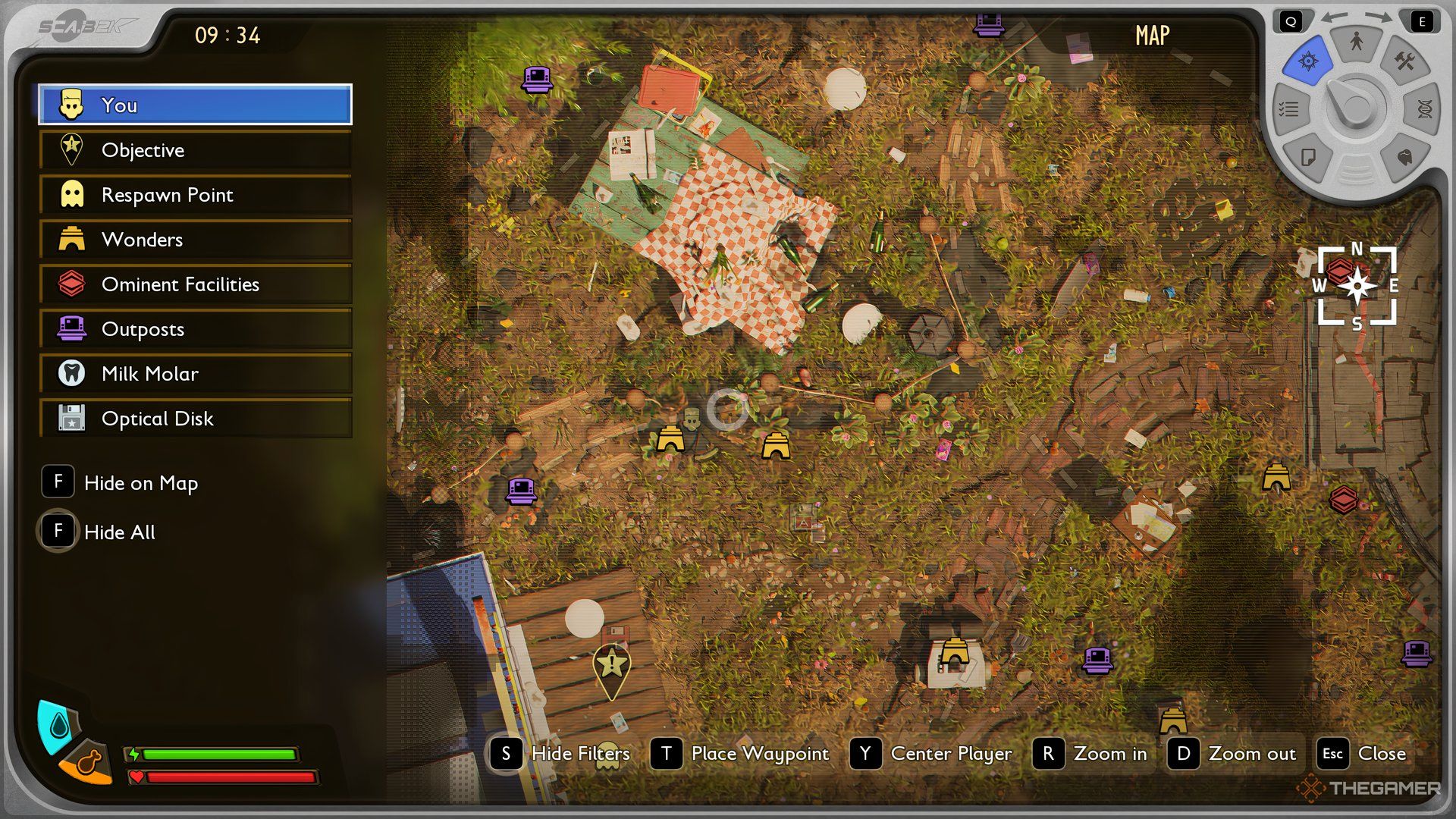 The map in Grounded 2 showing the location of the Bees in the Picnic Table region. 
