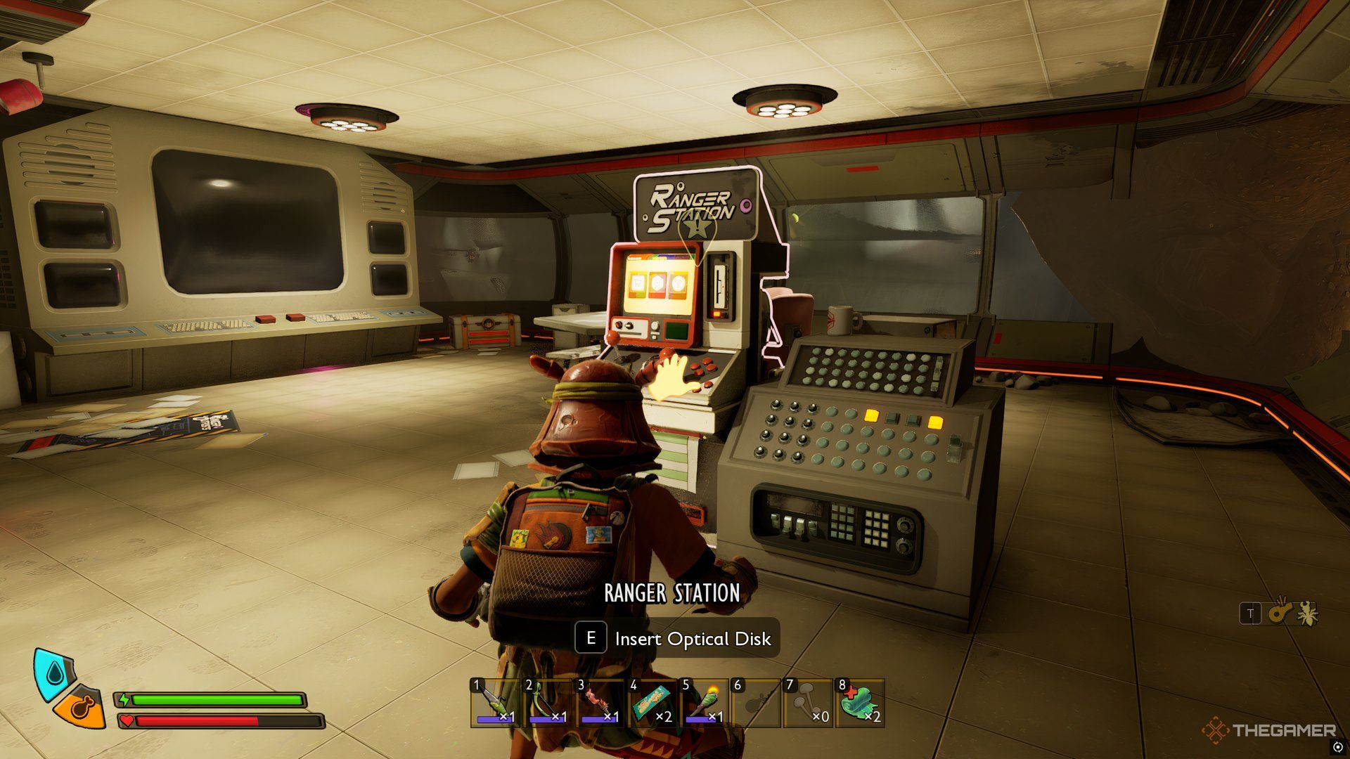 The player in the Ranger Outpost about to interact with the Ranger Station in Grounded 2.