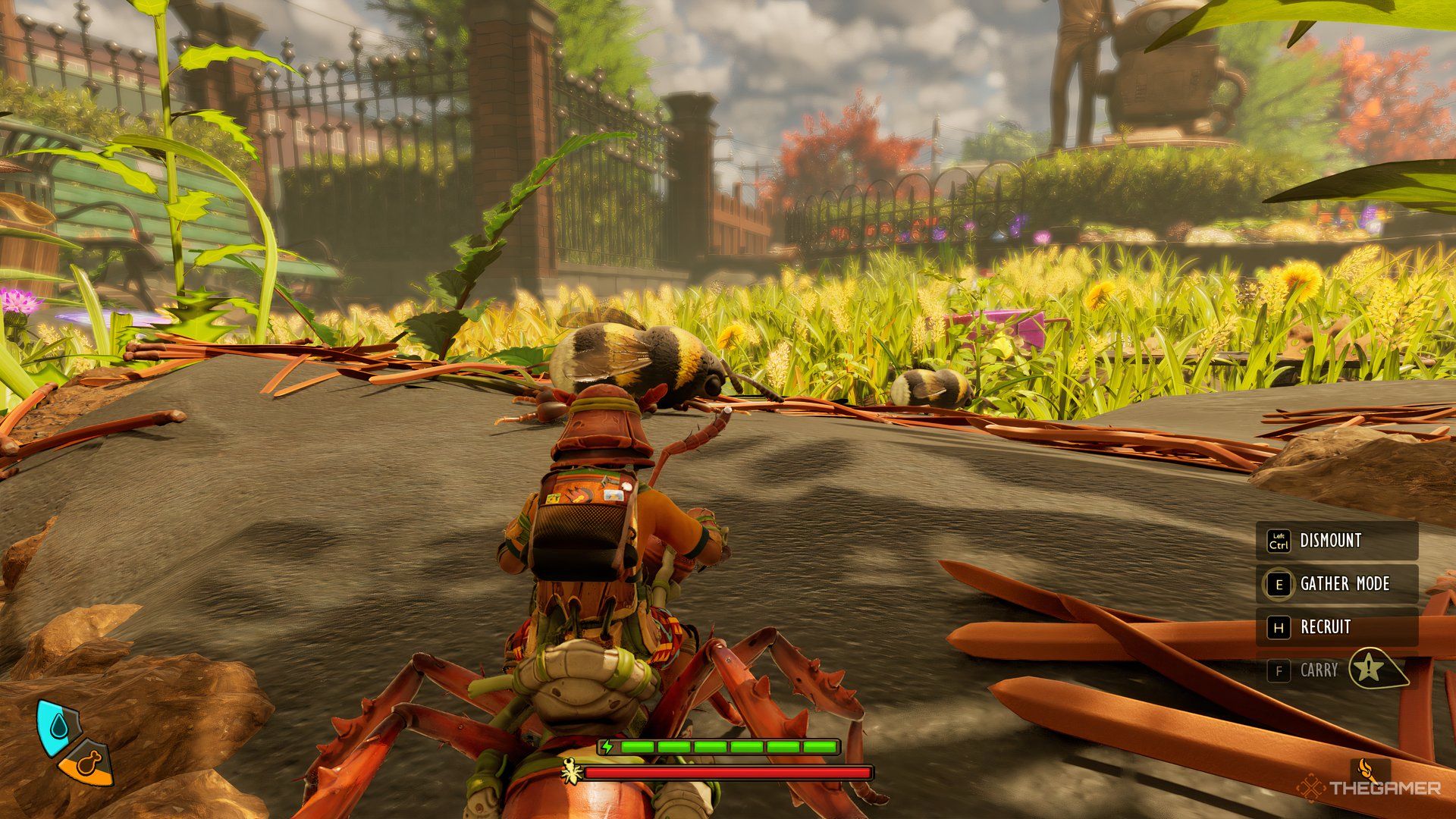The player looking at two resting Bees in Grounded 2. 