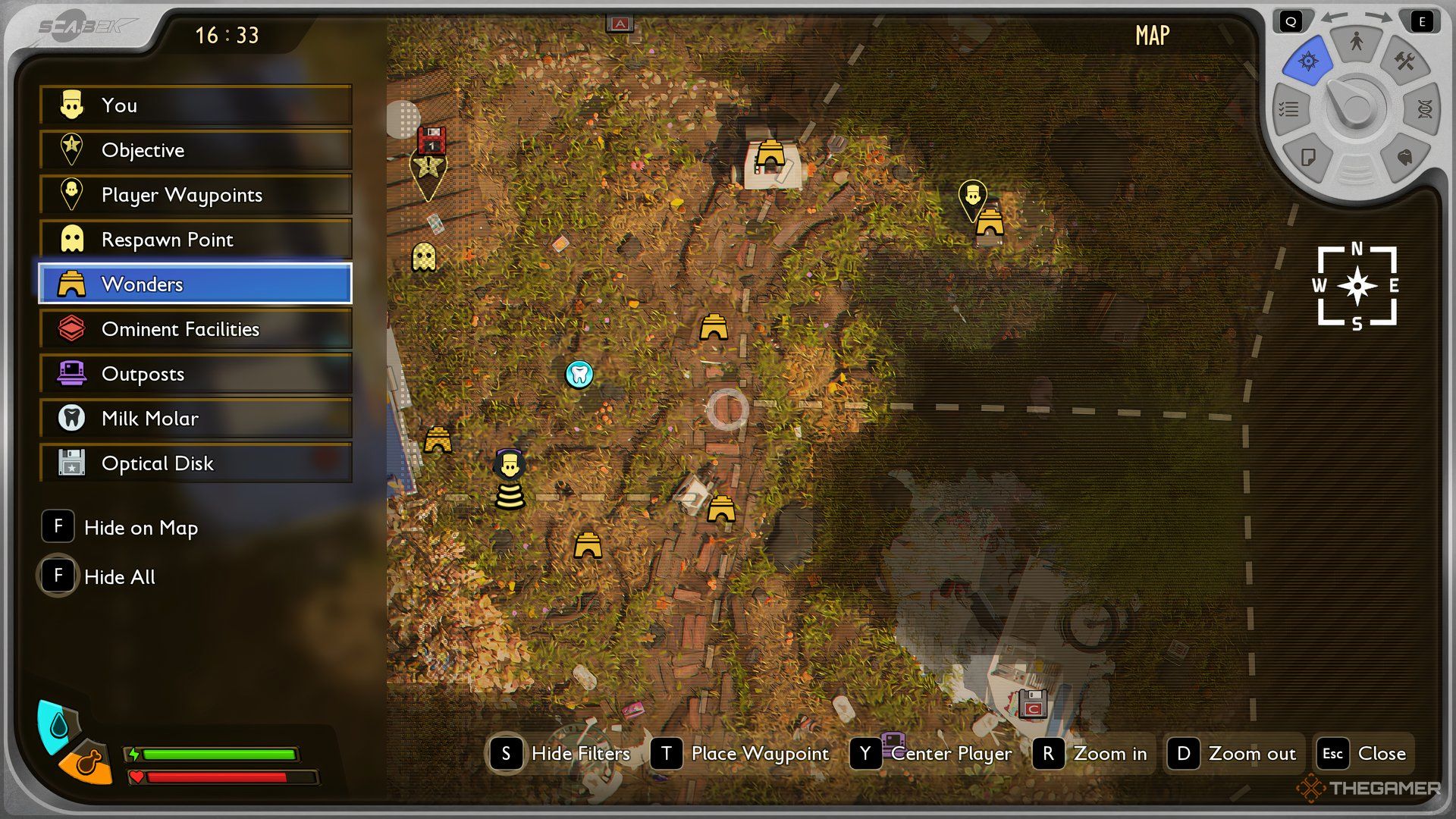 The Snackbar Front's Stink Bug location highlighted on the map of Grounded 2.
