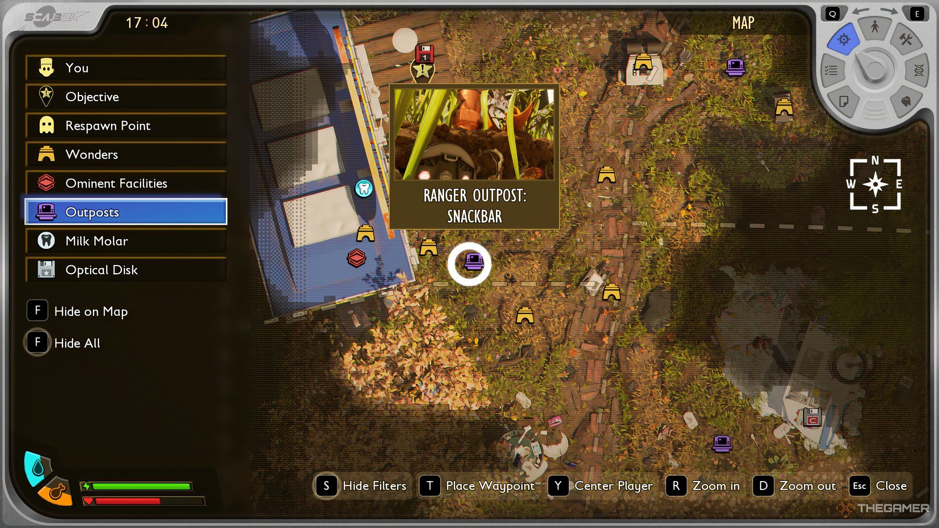 The Snackbar Outpost highlighted on the map of Grounded 2.
