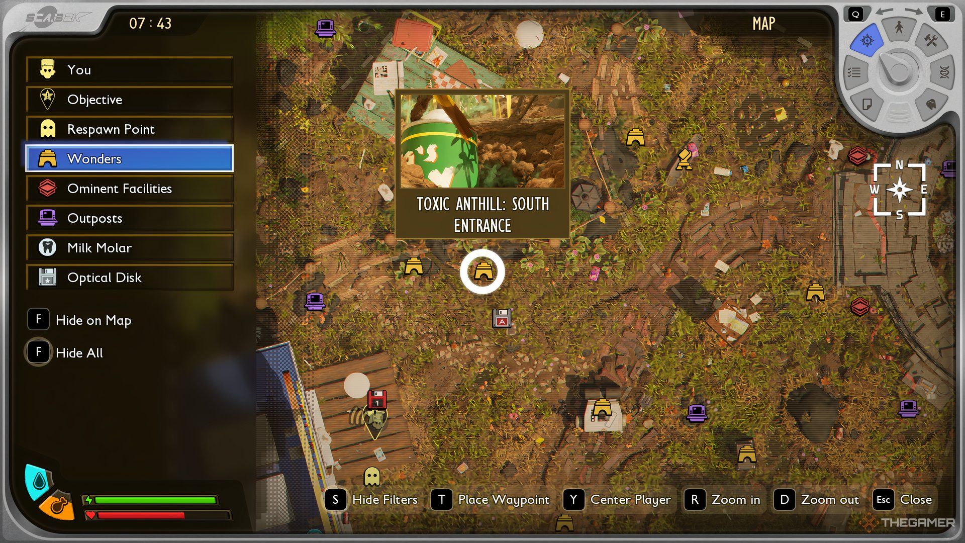 The Toxic Anthill selected on the map of Grounded 2. 