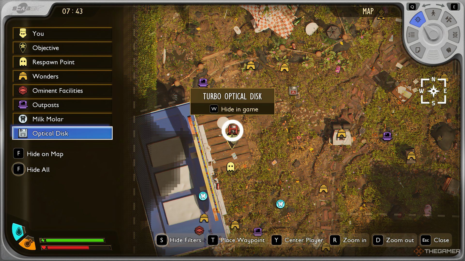 The player at the location of the second Optical Disk which is highlighted on the map of Grounded 2.