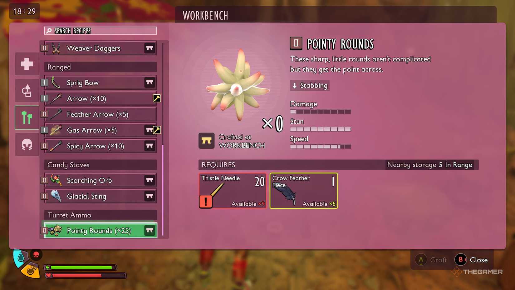 Grounded 2 Turret ammo in the Workbench menu.