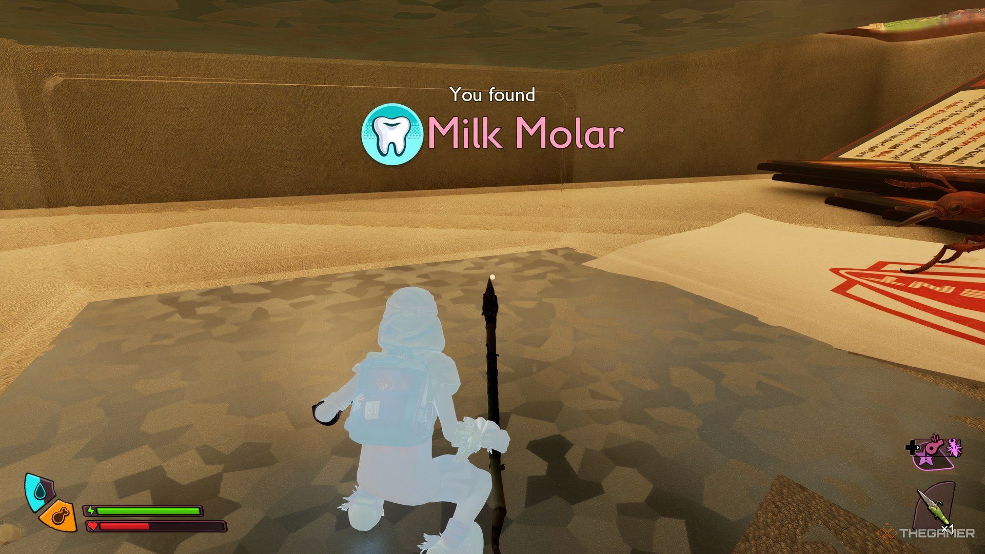 Character infused with a Milk Molar in Grounded 2.