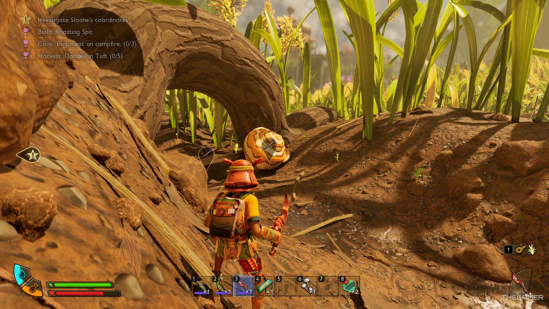The player looking at the snai shell from behind in Grounded 2.