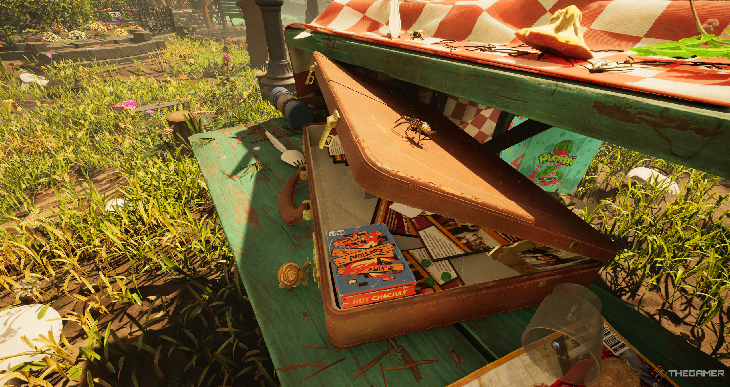 Using the briefcase as a shortcut in Grounded 2.