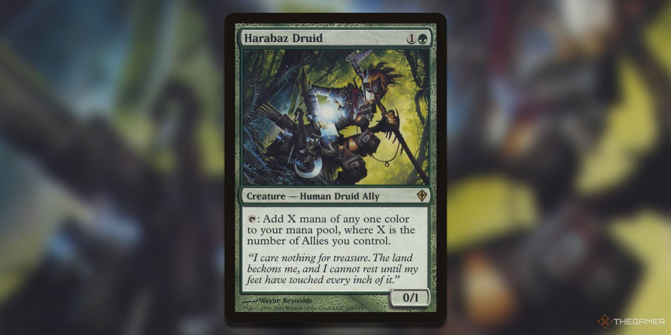The Harabaz Druid card, from Magic: The Gathering's Worldwake set.