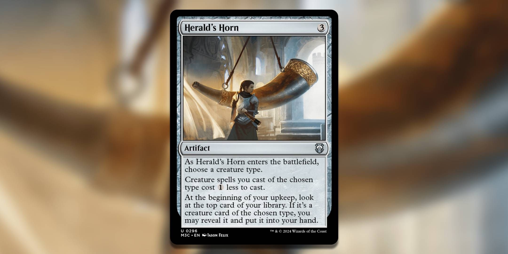 Image of the Magic the Gathering card Heralds Horn by Jason Felix.
