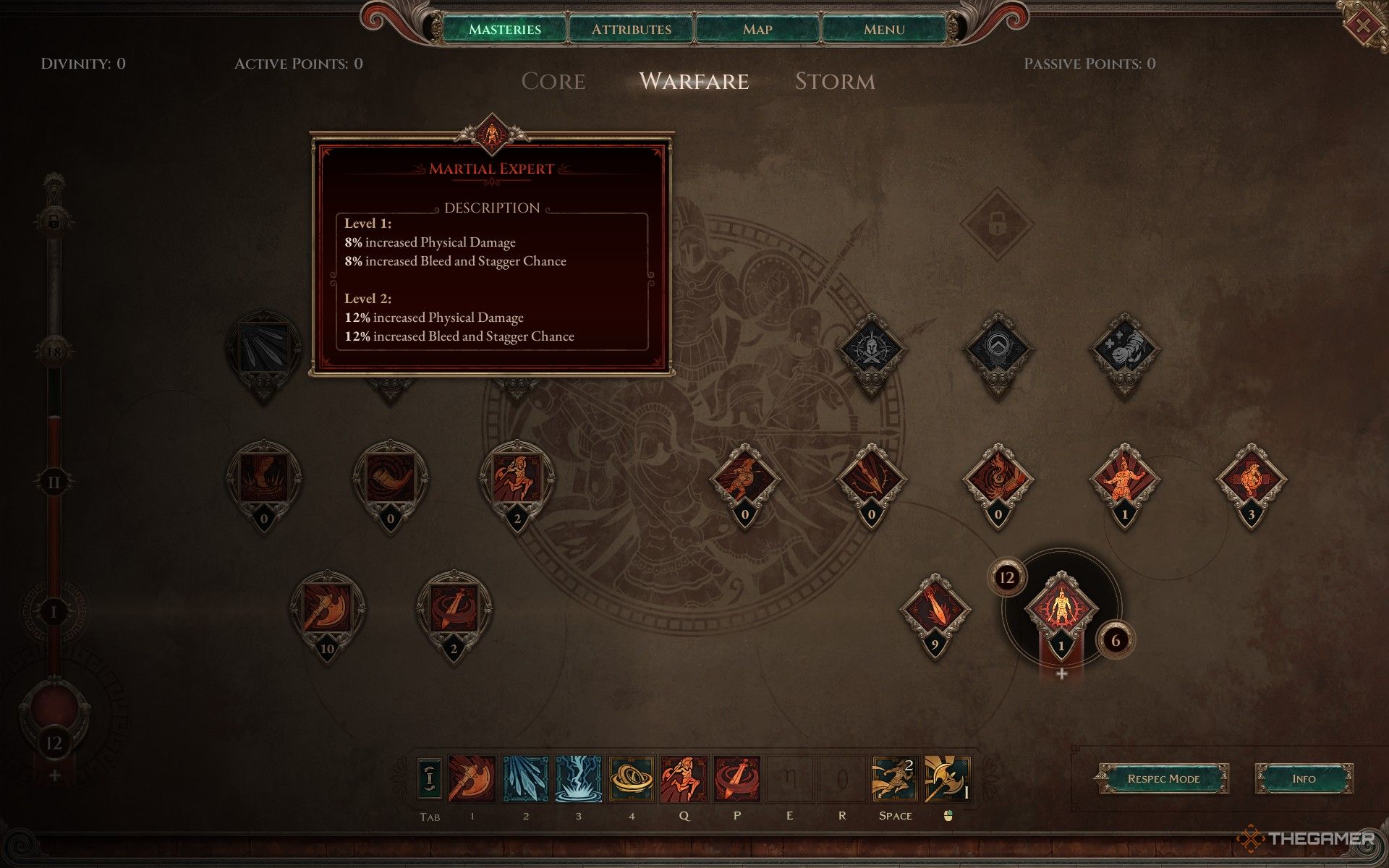 Increasing stagger chance as a passive skill for a Warfare character in TItan Quest 2.