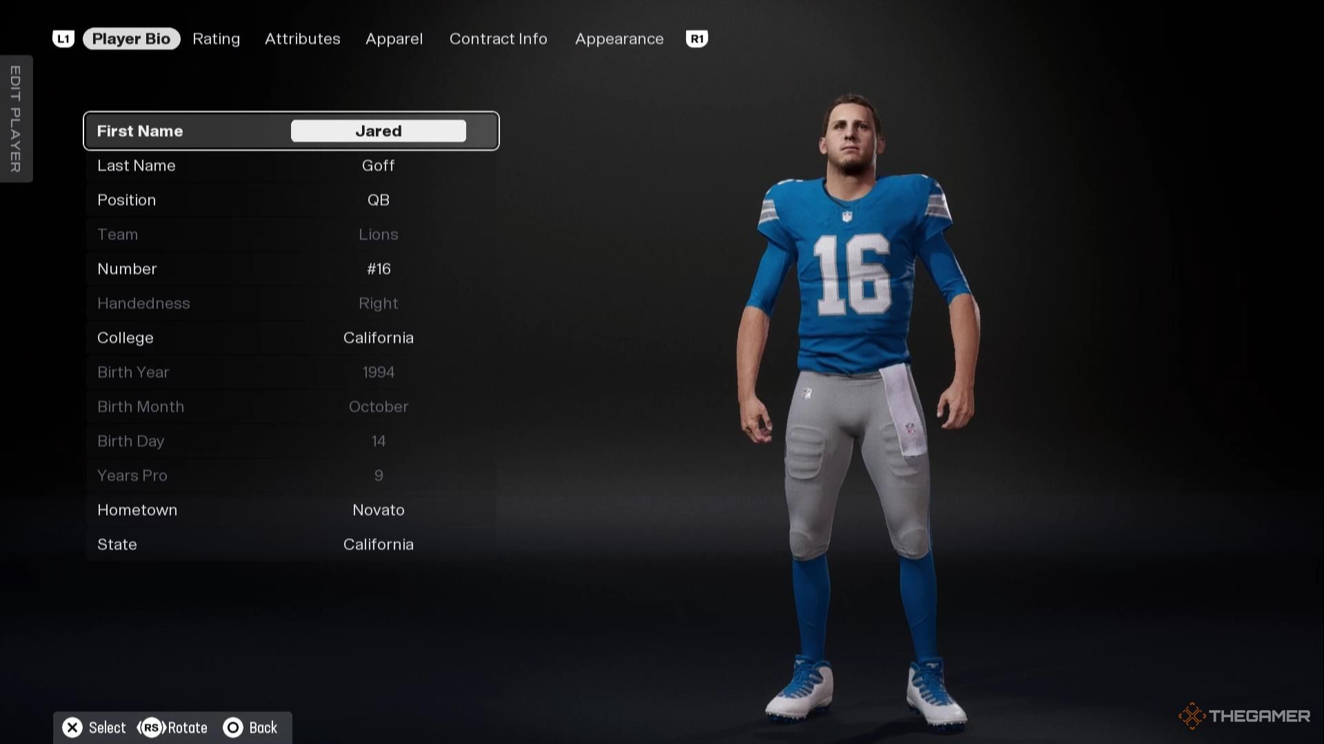 Jared Goff in Madden NFL 26.