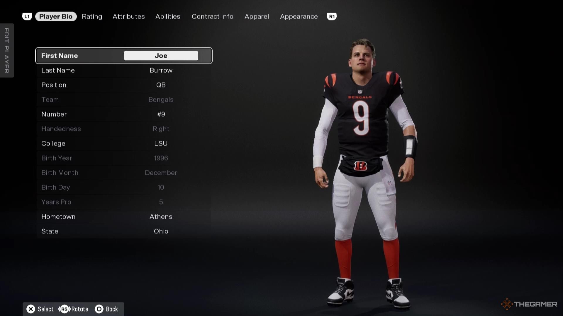 Joe Burrow in Madden NFL 26