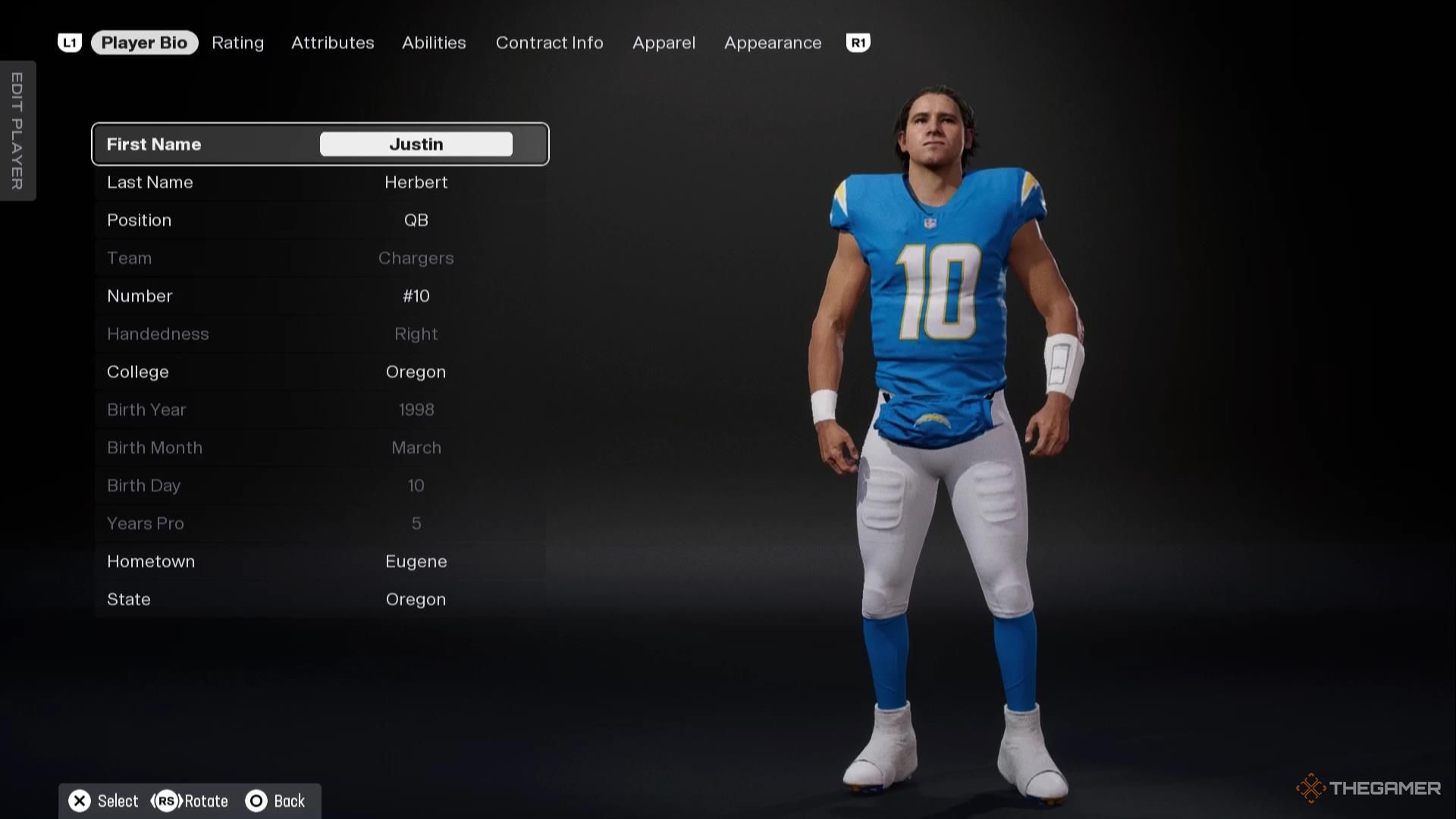 Justin Herbert in Madden NFL 26.