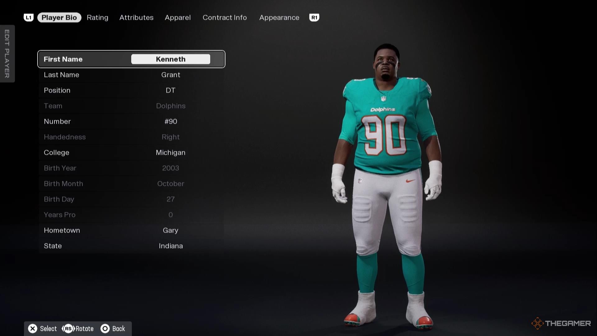 Kenneth Grant in Madden NFL 26.