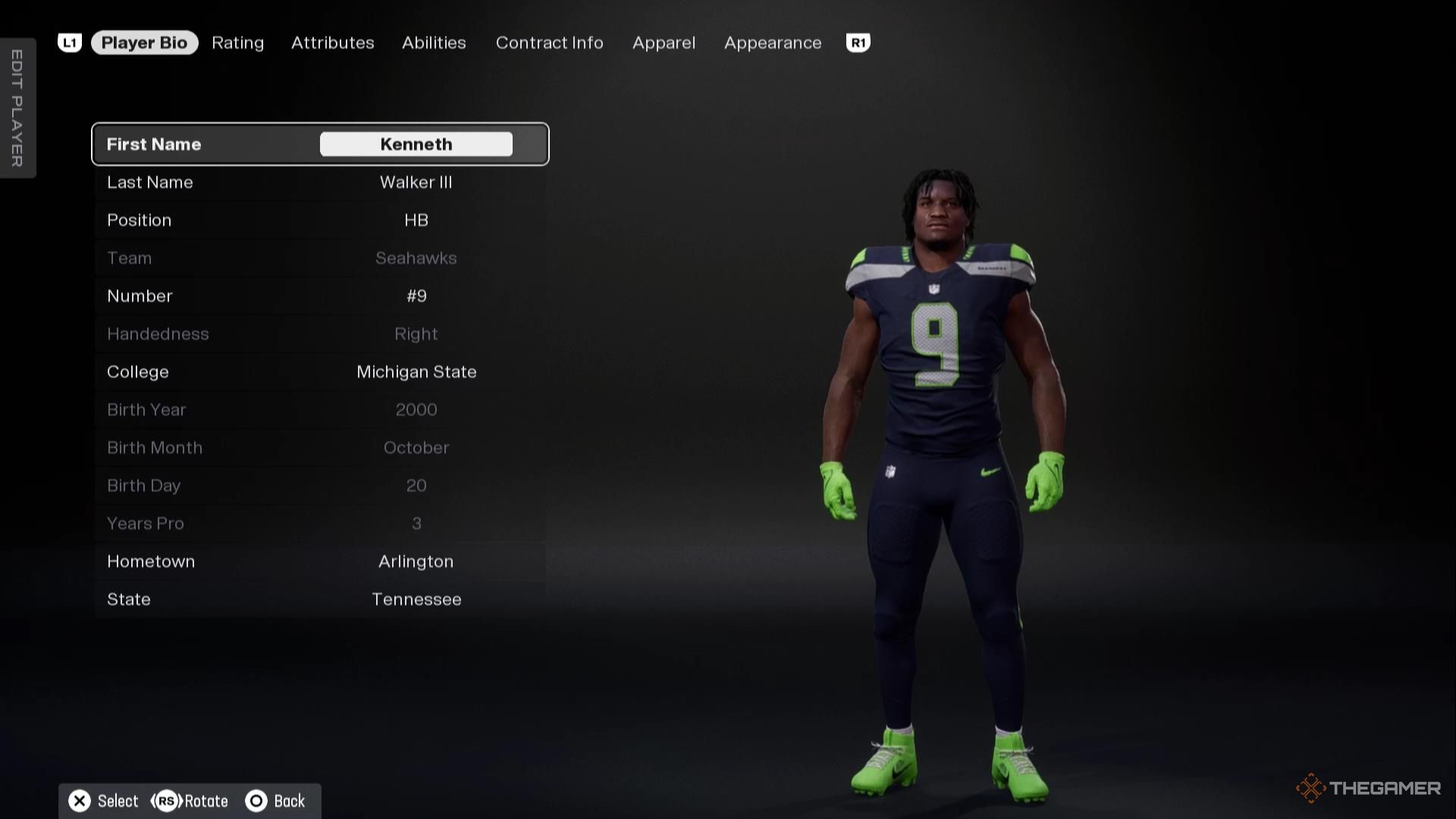 Kenneth Walker III in Madden NFL 26.