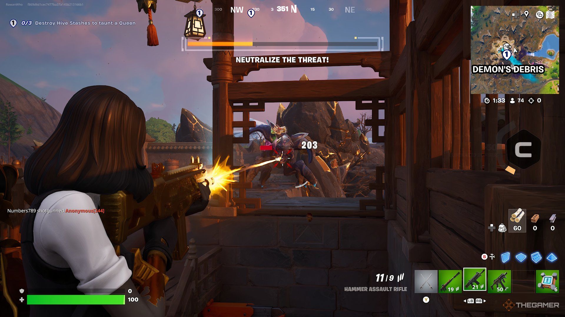 Killing bugs in Fortnite.