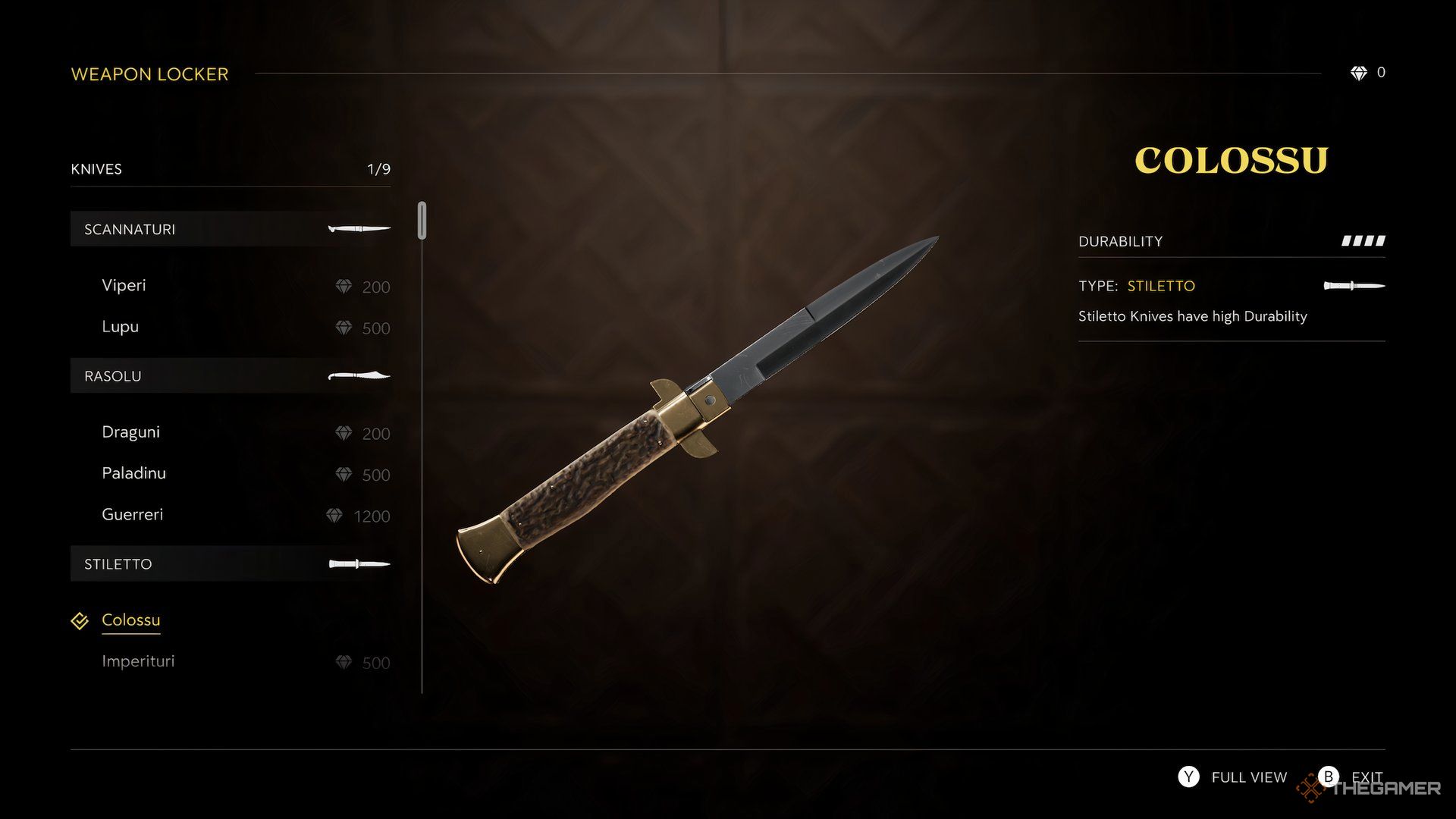 A Colossu knife in Mafia: The Old Country.