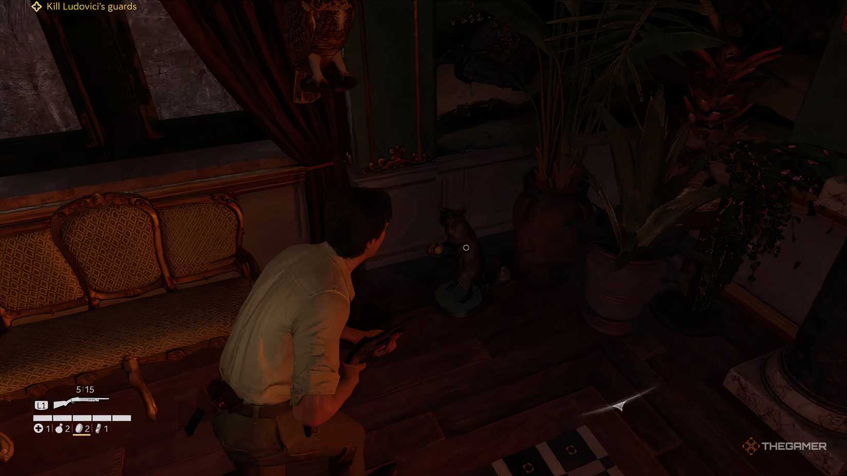 Enzo in the villa in Mafia The Old Country with a Mystery Fox.