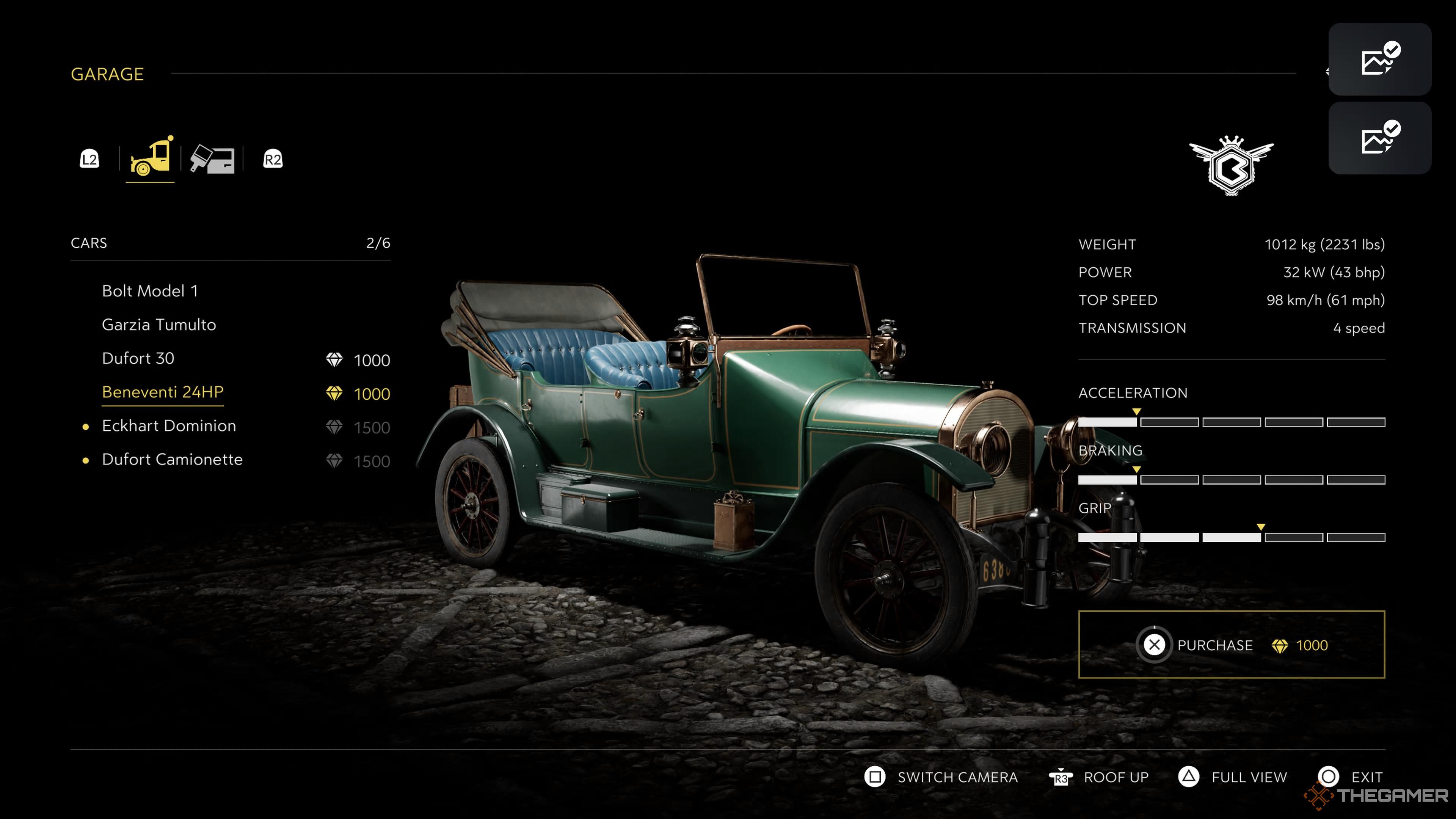 the beneventi 24hp on the car menu of mafia: the old country.