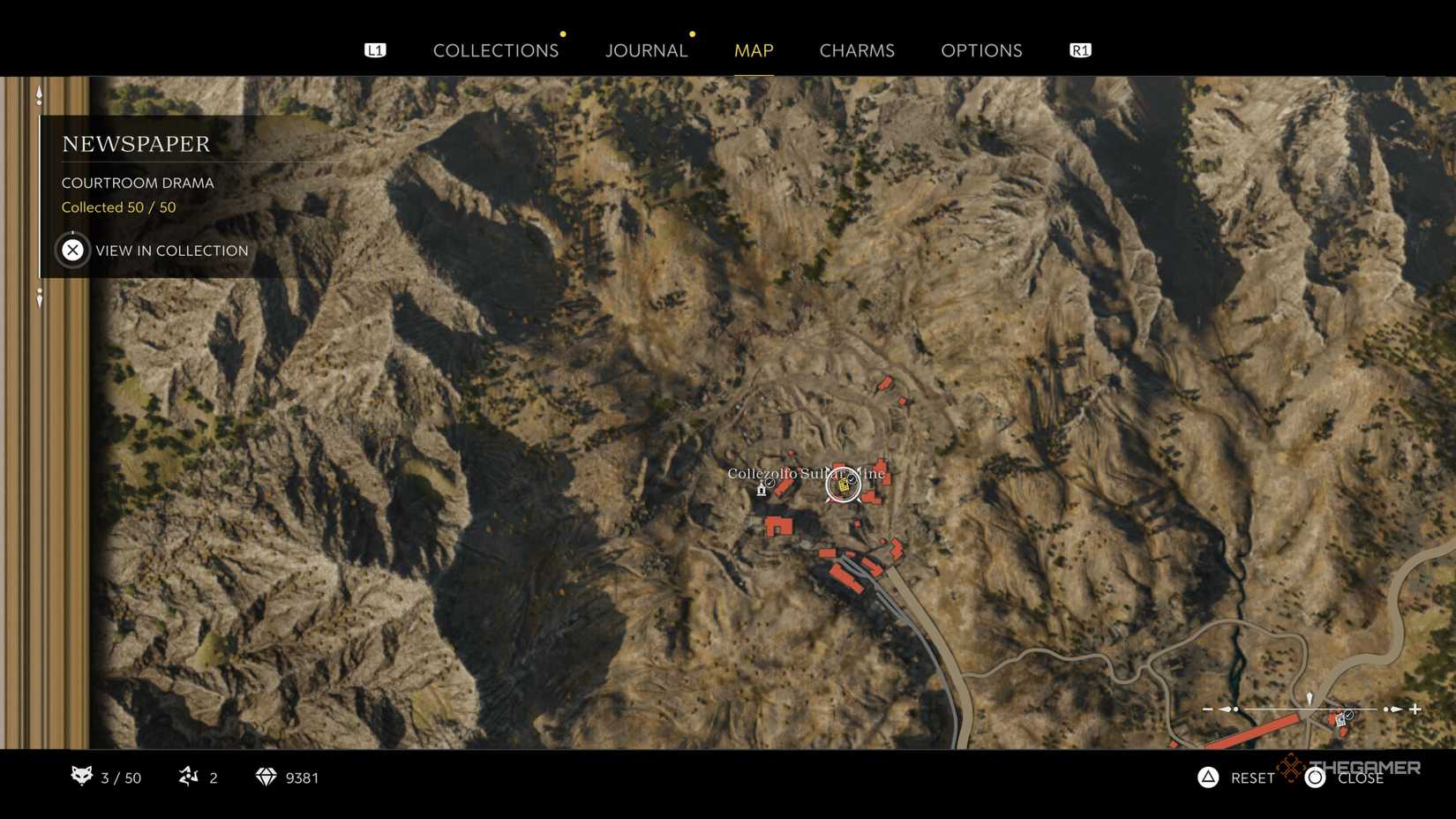 the courtroom drama newspaper is highlighted on the map in mafia: the old country.