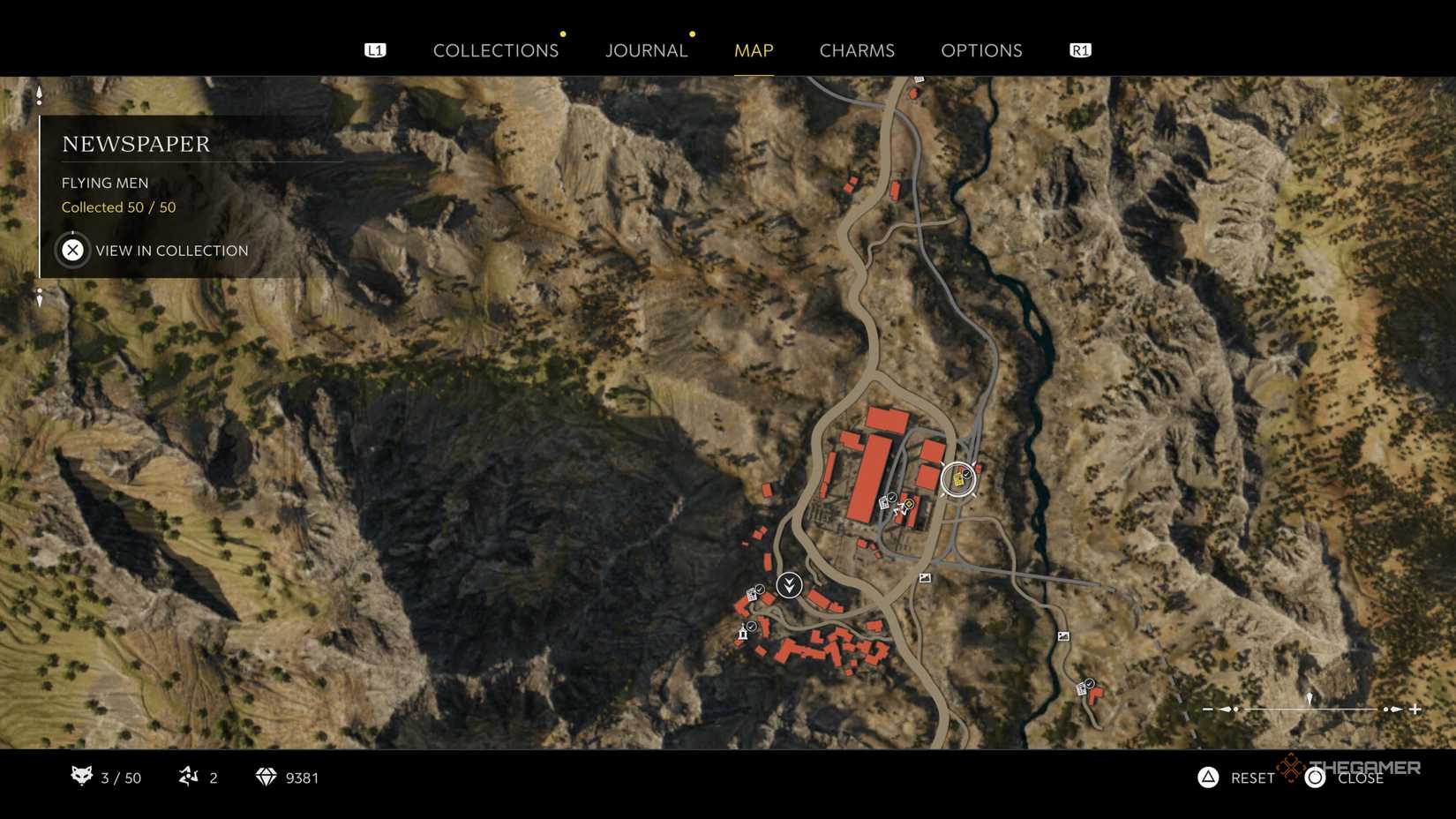 the flying men newspaper is highlighted on the map in mafia: the old country.