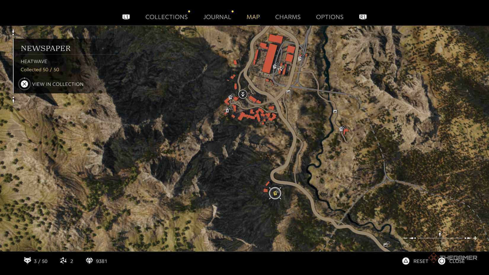 the heatwave newspaper is highlighted on the map in mafia: the old country.