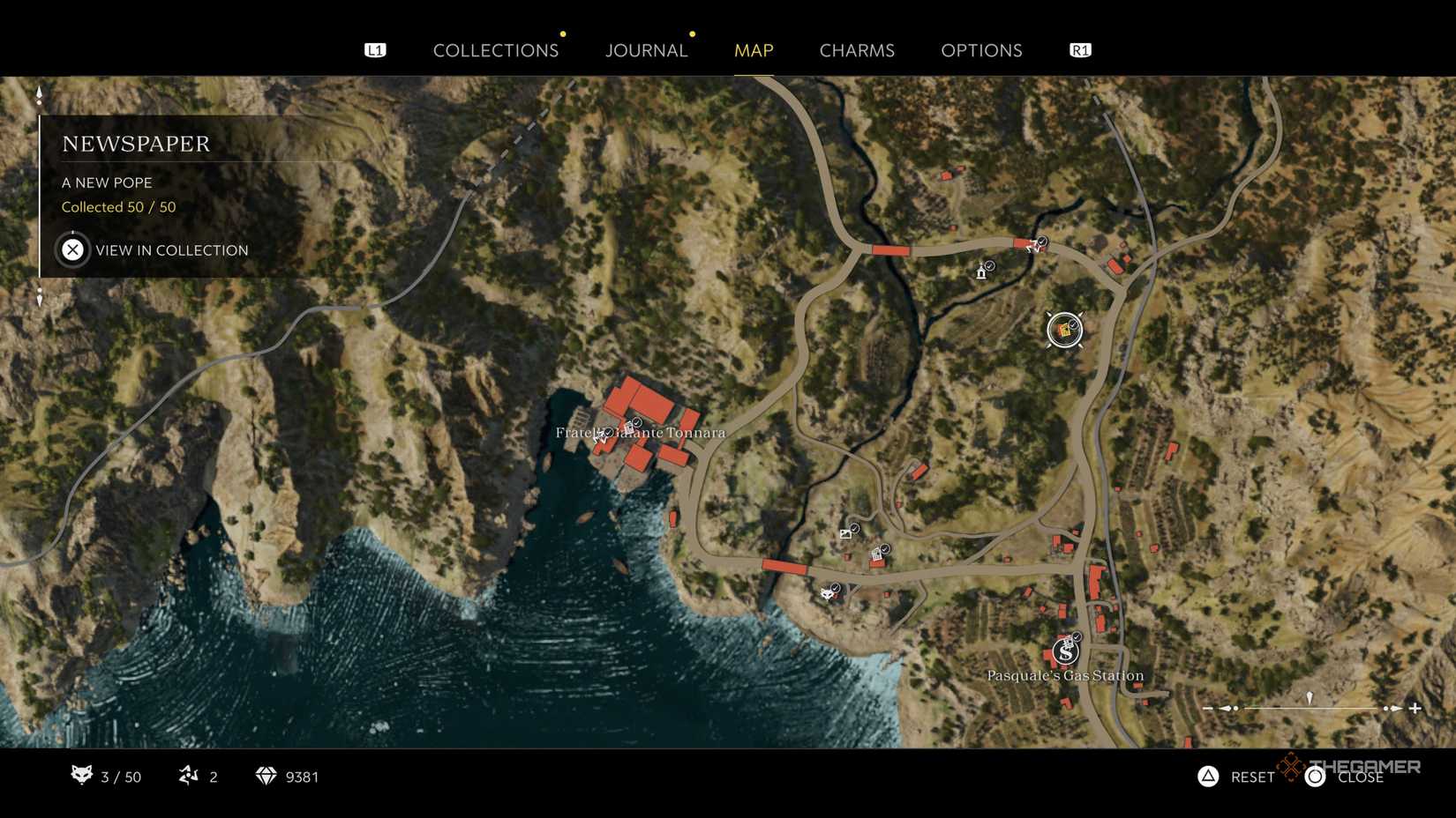 the new pope newspaper is highlighted on the map in mafia: the old country.