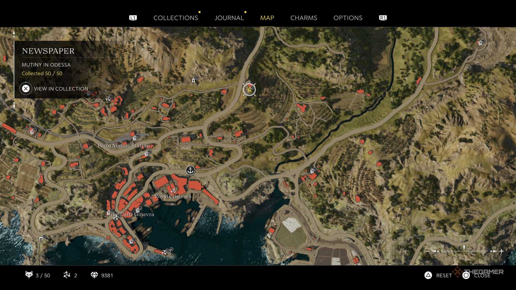 the mutiny in odessa newspaper is highlighted on the map in mafia: the old country.