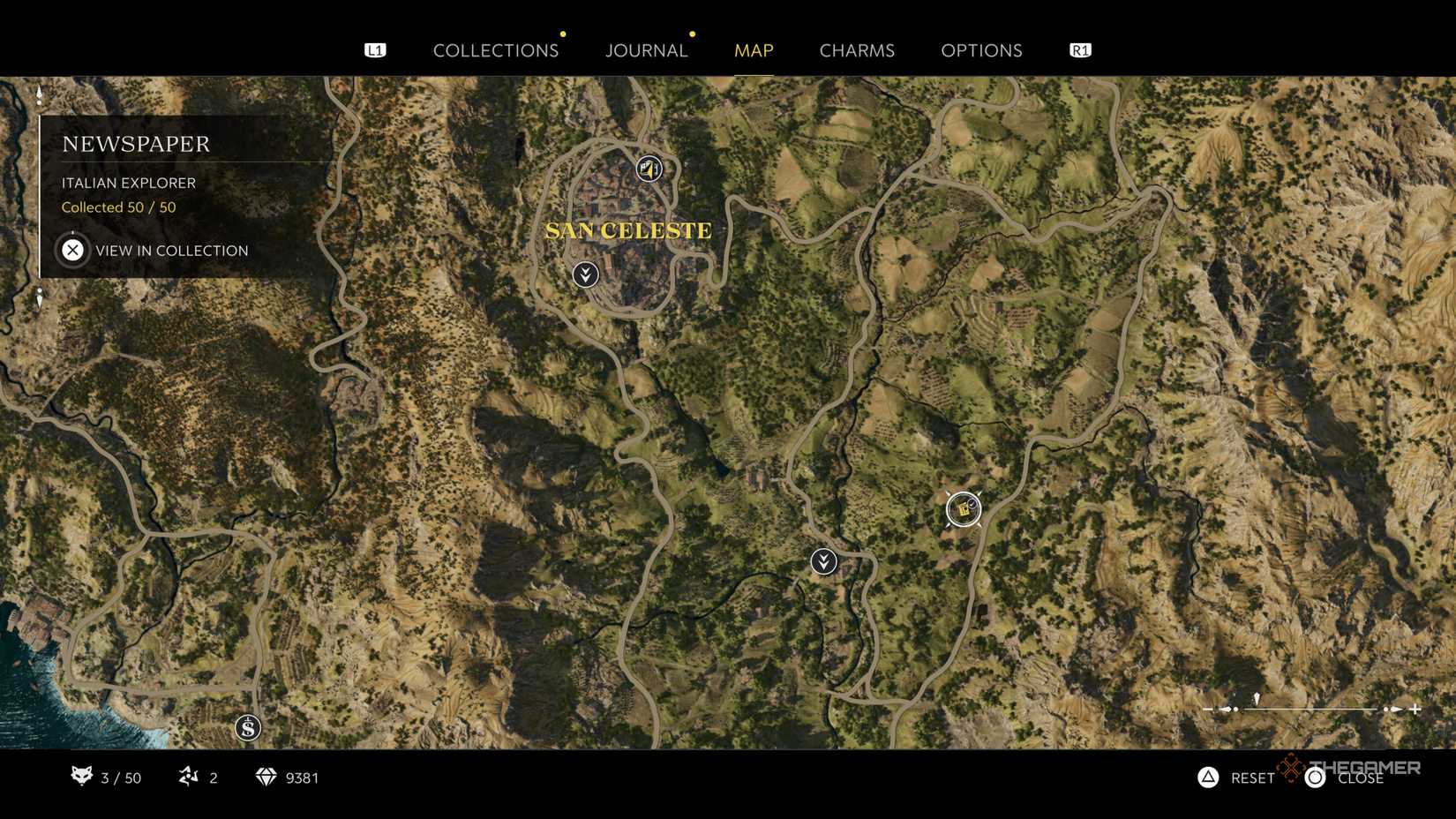 the italian explorer newspaper is highlighted on the map in mafia: the old country.
