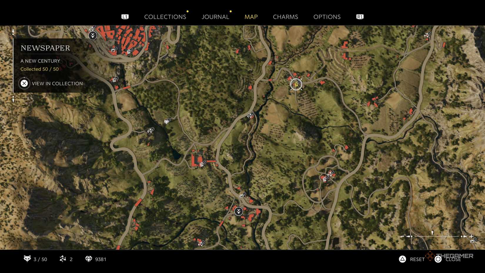 the new century newspaper is highlighted on the map in mafia: the old country.