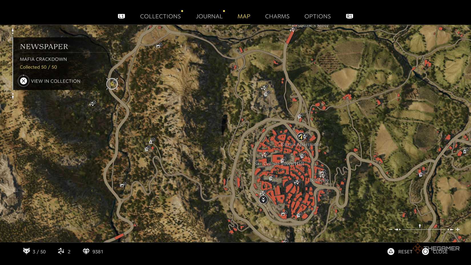 the mafia crackdown newspaper is highlighted on the map in mafia: the old country.