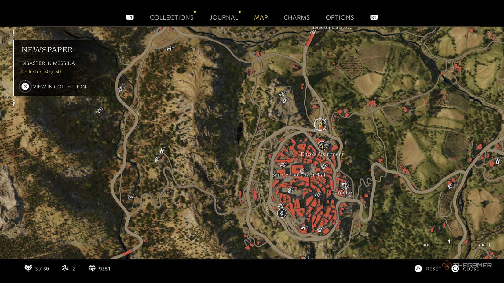 the disaster in messina newspaper is highlighted on the map in mafia: the old country.