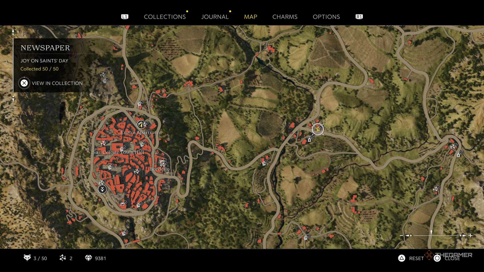 the joy on saint's day newspaper is highlighted on the map in mafia: the old country.