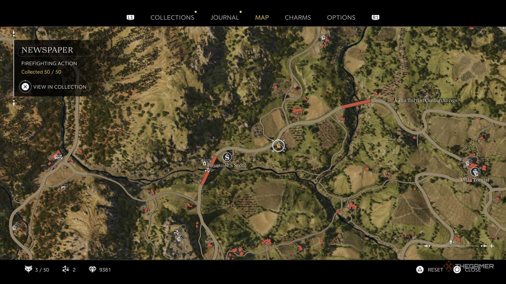 the firefighting action newspaper is highlighted on the map in mafia: the old country.