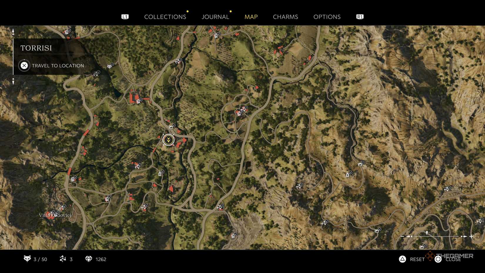 the in-game map in mafia: the old country is centered on don torrisi's territory on the east side of valle dorata.