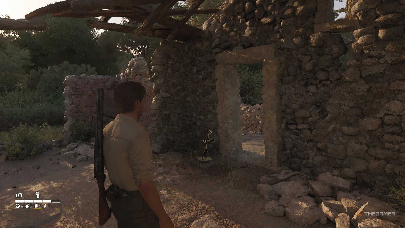 Mafia The Old Country Mystery Fox by a run-down stone house.