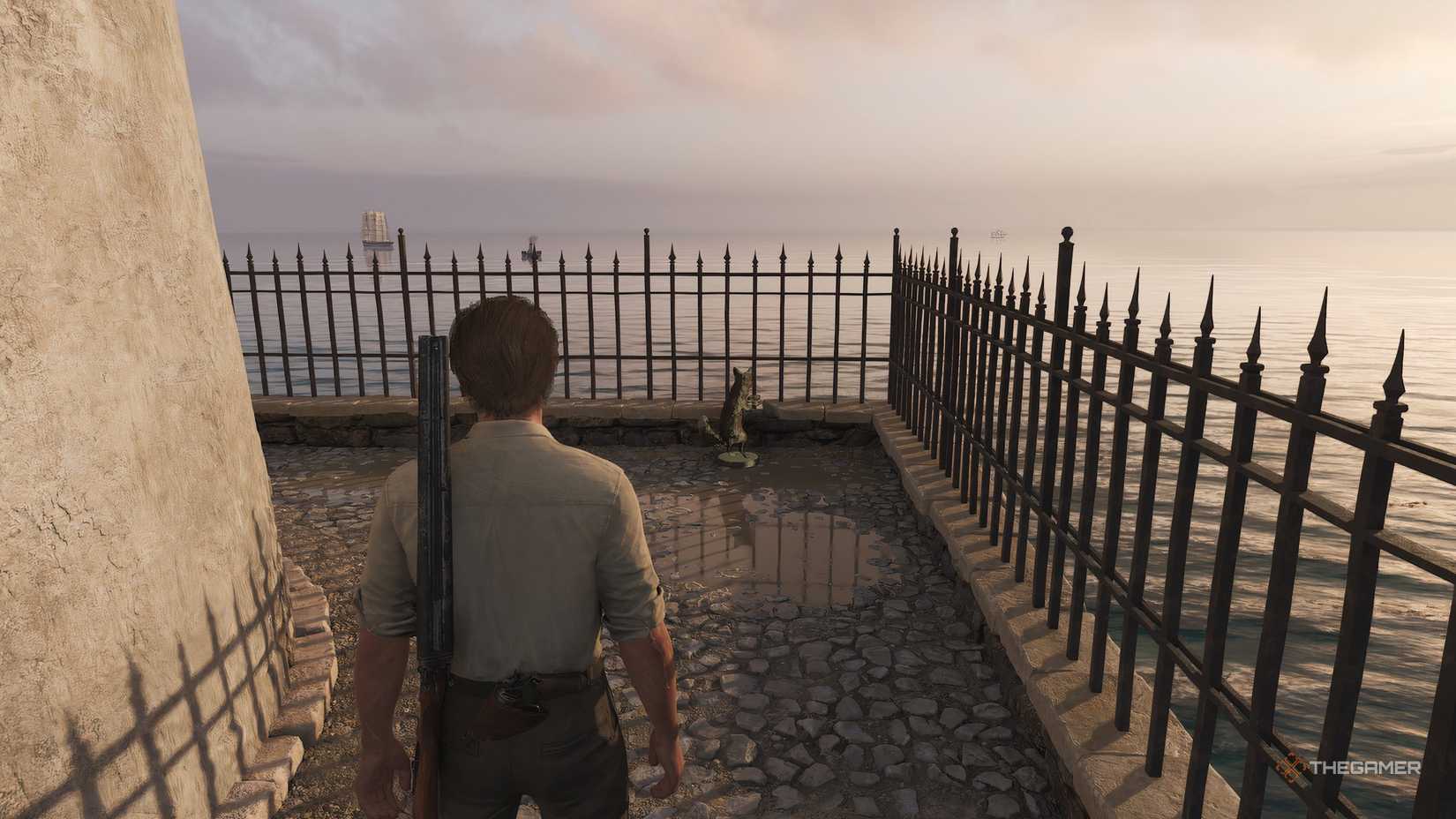 Mafia The Old Country Mystery Fox outside the lighthouse.