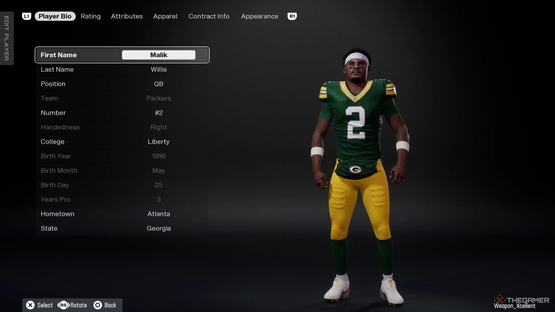 Malik Williams in Madden NFL 26.